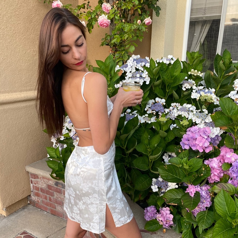 White backless mini dress
